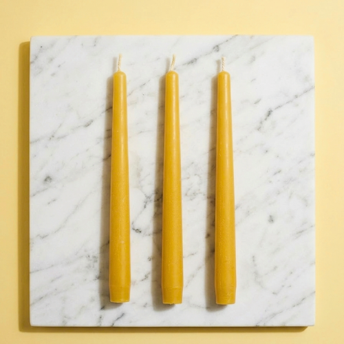 Beeswax Taper Candle Trio