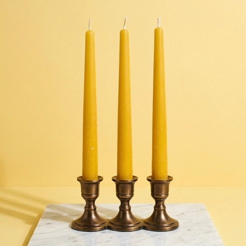 Beeswax Taper Candle Trio