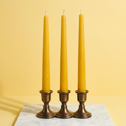 Beeswax Taper Candle Trio